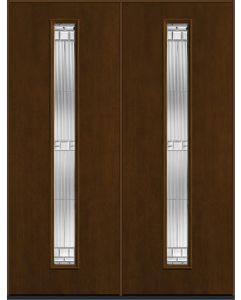 96 Saratoga Modern Pulse Linea Centered Mahogany Fiberglass Double Doors , WBD Impact