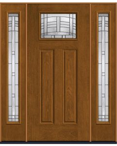 80 Maple Park Craftsman Top View 2 Panel Mahogany Fiberglass Single Door,Sidelites , WBD Impact