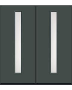80 Satin Etch Modern Pulse Linea Centered Smooth Fiberglass Double Doors , WBD Impact
