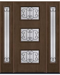 80 Riserva Modern Pulse Ari 3-Lite Mahogany Fiberglass Single Door,Sidelites , WBD Impact