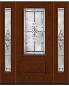 80 Kensington 3/4 Lite 1 Panel Oak Fiberglass Single Door,Sidelites , WBD Impact
