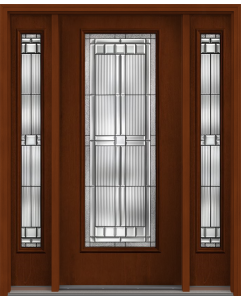 80 Saratoga Full Lite Mahogany Fiberglass Single Door,Sidelites , WBD Impact