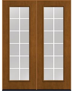 96 Low-E Colonial 18 Lite Flat Bar GBG Mahogany Full Lite Fiberglass Double Doors , WBD Impact