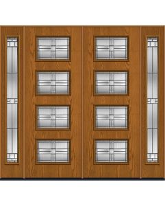 96 Saratoga Modern Pulse Ari 4-Lite Oak Fiberglass Double Door,Sidelites , WBD Impact