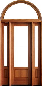 Mahogany Alexandria 1 Lite Impact Single Door/2Sidelite & Round Transom, 1-3/4 Thick