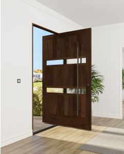 Mahogany 2 Lite  Contemporary Modern Shaker Pivot Door|ARAGVI-MRV-PIVOT-SH