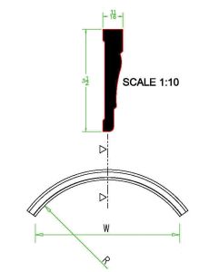 Mahogany (Meranti) Colonial ARCH CASING x W=90x Thick=0.6x Radius=94.94