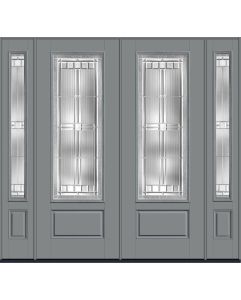 96 Saratoga 3/4 Lite 1 Panel Smooth Fiberglass Double Door,Sidelites , WBD Impact