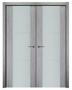 Italia Vetro, Laminated Glass Light Grey 2H, Prefinished Interior Double Door