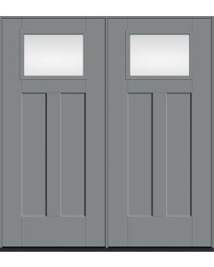 80 Low-E Craftsman Top View 2 Panel Shaker Smooth Fiberglass Double Doors , WBD Impact