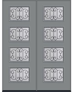 96 Riserva Modern Pulse Ari 4-Lite Smooth Fiberglass Double Doors , WBD Impact