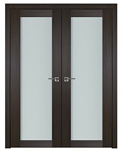 Italia Vetro, Laminated Glass Premium Wenge 1-Lite, Prefinished Interior Double Door