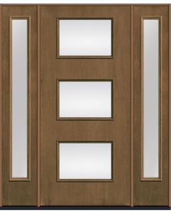 80 Low-E Modern Pulse Ari 3-Lite Mahogany Fiberglass Single Door,Sidelites , WBD Impact