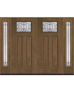 80 Riserva Craftsman Top View 2 Panel Mahogany Fiberglass Double Door,Sidelites , WBD Impact