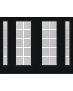 80 Low-E Colonial 10 Lite Flat Bar GBG Smooth Full Lite Fiberglass Double Door,Sidelites , WBD Impact