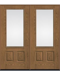 80 Low-E 3/4 Lite 2 Panel Oak Fiberglass Double Doors , WBD Impact