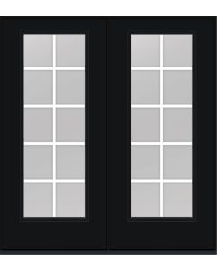 80 Low-E Colonial 10 Lite Flat Bar GBG Smooth Full Lite Fiberglass Double Doors , WBD Impact