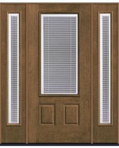 80 Low-E Raise/Tilt Mahogany 3/4 Lite 2 Panel Fiberglass Single Door,Sidelites , WBD Impact