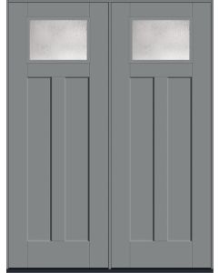 96 Rainglass Craftsman Top View 2 Panel Shaker Smooth Fiberglass Double Doors , WBD Impact