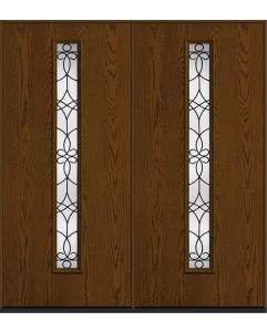 80 Salinas Modern Pulse Linea Centered Oak Fiberglass Double Doors , WBD Impact