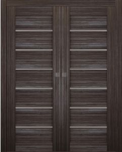 Prefinished Alba Gray Oak Modern Interior Double Pocket Door