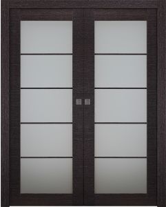 Prefinished Avanti 5 Lite Vetro Black Apricot Modern Interior Double Pocket Door