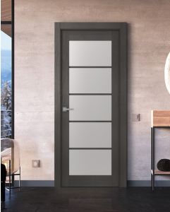 Prefinished Avanti 5 Lite Vetro Black Apricot Modern Interior Single Door