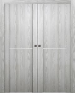 Prefinished Avon 01 1H Ribeira Ash Modern Interior Double Pocket Door
