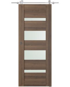 Prefinished Avon 07-01 Vetro Pecan Nutwood Modern Interior Barn Door
