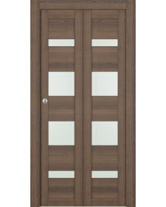 Prefinished Avon 07-01 Vetro Pecan Nutwood Modern Interior Bi-Fold 2 Door