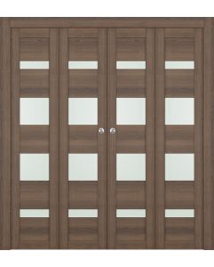 Prefinished Avon 07-01 Vetro Pecan Nutwood Modern Interior Bi-Fold 4 Door