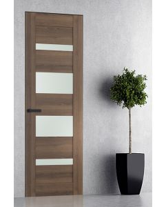 Prefinished Avon 07-01 Vetro Pecan Nutwood Modern Interior Single Door with Invisible Frame