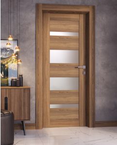 Prefinished Avon 07-01 Vetro Pecan Nutwood Modern Interior Single Door