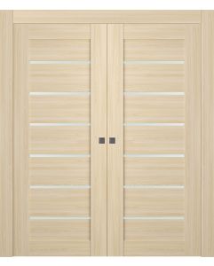 Prefinished Avon 07-02 Vetro Loire Ash Modern Interior Double Pocket Door