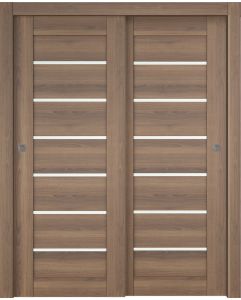 Prefinished Avon 07-02 Vetro Pecan Nutwood Modern Interior Bypass Door