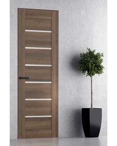 Prefinished Avon 07-02 Vetro Pecan Nutwood Modern Interior Single Door with Invisible Frame