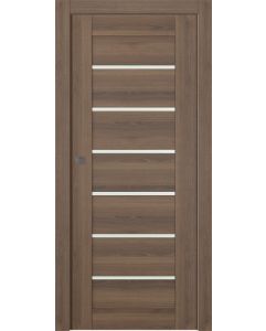 Prefinished Avon 07-02 Vetro Pecan Nutwood Modern Interior Single Pocket Door
