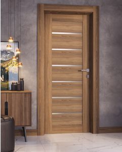 Prefinished Avon 07-02 Vetro Pecan Nutwood Modern Interior Single Door