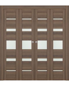 Prefinished Avon 07-03 Vetro Pecan Nutwood Modern Interior Bi-Fold 4 Door