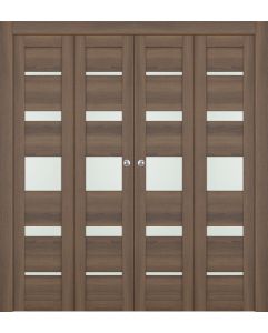 Prefinished Avon 07-03 Vetro Pecan Nutwood Modern Interior Bi-Fold 4 Door