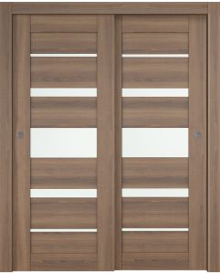 Prefinished Avon 07-03 Vetro Pecan Nutwood Modern Interior Bypass Door