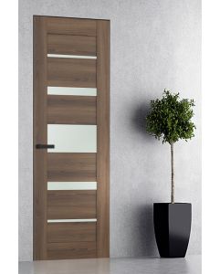 Prefinished Avon 07-03 Vetro Pecan Nutwood Modern Interior Single Door with Invisible Frame