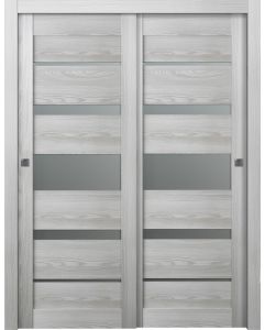 Prefinished Avon 07-03 Vetro Ribeira Ash Modern Interior Bypass Door