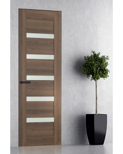 Prefinished Avon 07-04 Vetro Pecan Nutwood Modern Interior Single Door with Invisible Frame