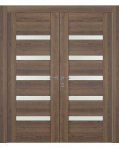 Prefinished Avon 07-04 Vetro Pecan Nutwood Modern Interior Double Door