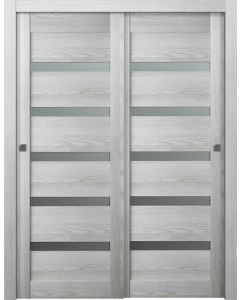 Prefinished Avon 07-04 Vetro Ribeira Ash Modern Interior Bypass Door