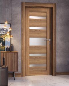 Prefinished Avon 07-05 Vetro Pecan Nutwood Modern Interior Single Door