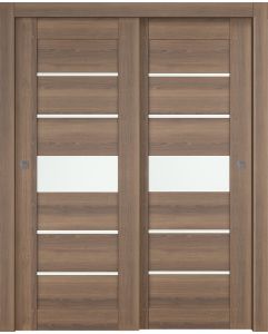 Prefinished Avon 07-06 Vetro Pecan Nutwood Modern Interior Bypass Door