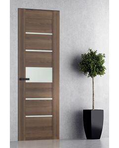 Prefinished Avon 07-06 Vetro Pecan Nutwood Modern Interior Single Door with Invisible Frame