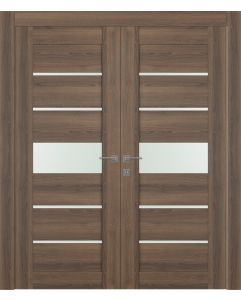 Prefinished Avon 07-06 Vetro Pecan Nutwood Modern Interior Double Door